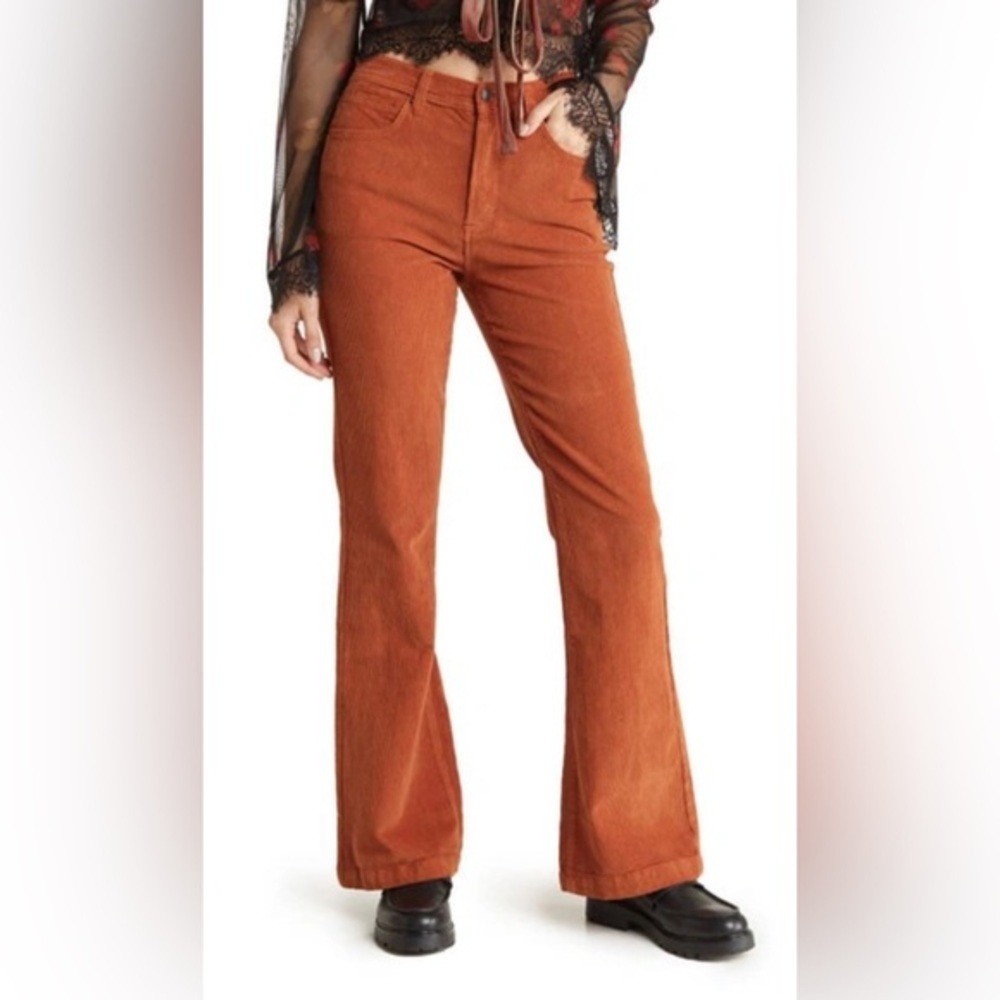 KENSIE Savannah‎ Ginger Biscuit high rise Flare Corduroy Jeans size 12/31 new - Picture 2 of 2